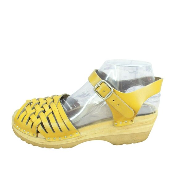 Troentorp Anna Yellow Leather Braided Adjustable Strap Casual Sandals Size 9 - Picture 1 of 9